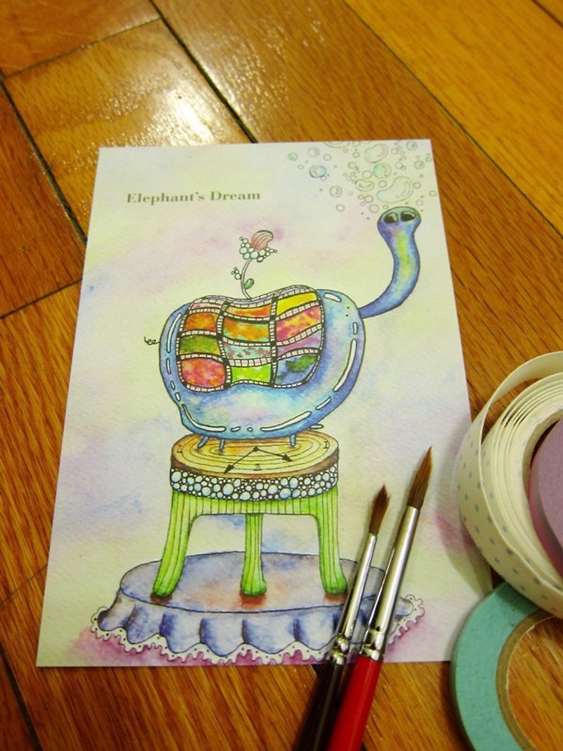 Pringles Dai children Kuka / Postcard B [Elephant's Dream] - การ์ด/โปสการ์ด - กระดาษ สีน้ำเงิน