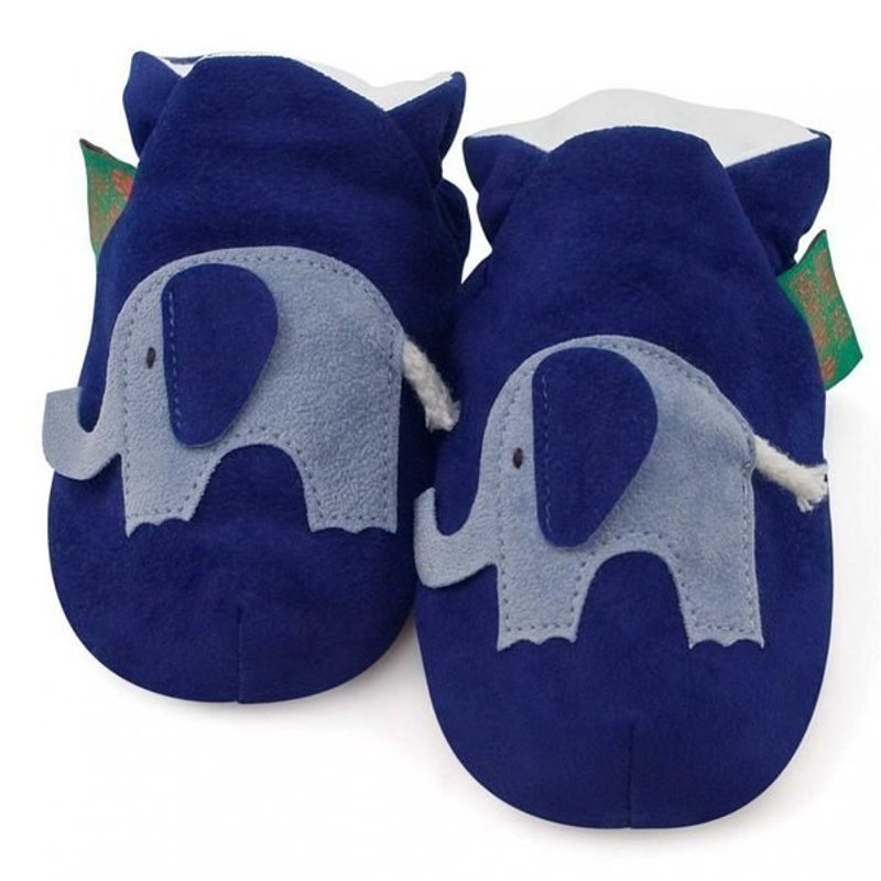 ★Customization★[British Handmade Shoes FunkyFeet Fashions] Blue Elephant Toddler Shoes 0-24M(NT$1750)/ 2-7Y(NT$1950) - รองเท้าเด็ก - วัสดุอื่นๆ สีน้ำเงิน
