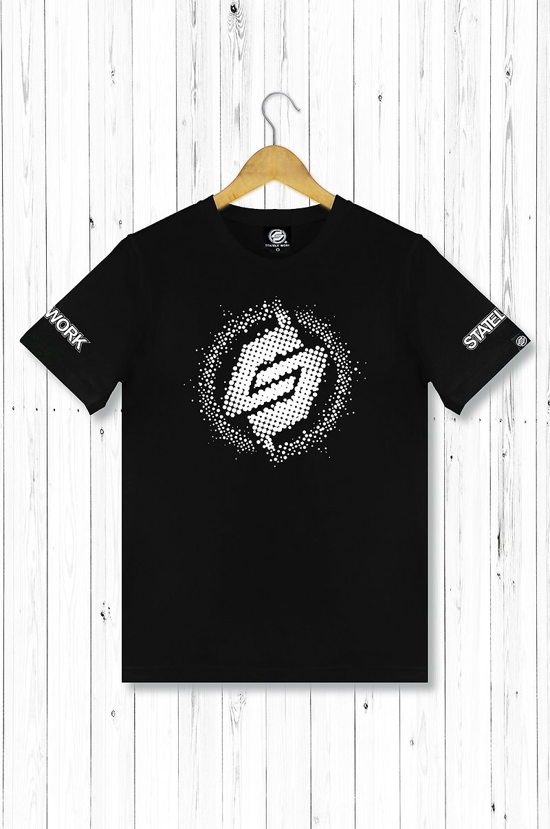 STATELYWORK outlet LOGO T-male short T-shirt-black - Men's T-Shirts & Tops - Cotton & Hemp Black