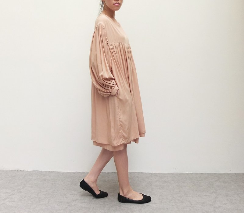 Lazy bohemian cinnamon nude color dress - One Piece Dresses - Other Materials 