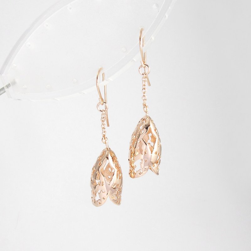 THE REFECTION Earring - Pink gold plated on brass, Long - ต่างหู - โลหะ สึชมพู