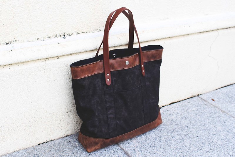 Vintage-Brown Tote leather bag sail Bu Tuote - กระเป๋าถือ - หนังแท้ สีนำ้ตาล