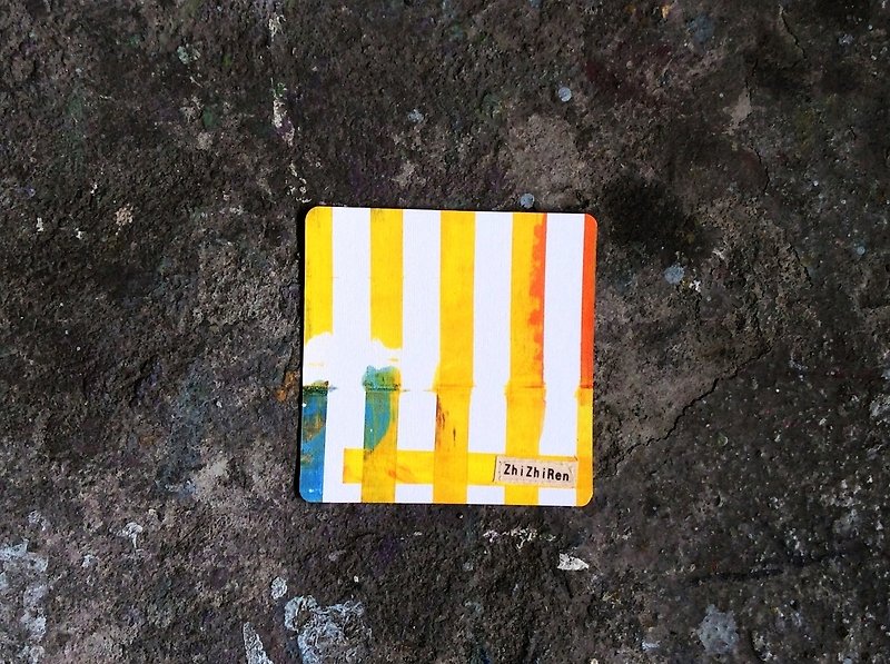 【ZhiZhiRen】方形明信片 - 直來直往 (黃橘藍) - การ์ด/โปสการ์ด - กระดาษ สีส้ม