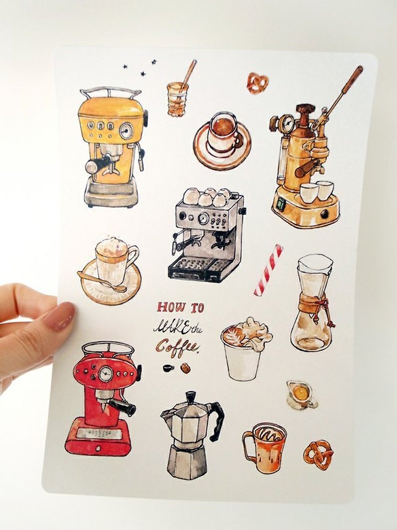 Atelier Hanu big stickers/small animals/groceries/desserts/coffee maker/forest hare 5 types - สติกเกอร์ - กระดาษ สีแดง