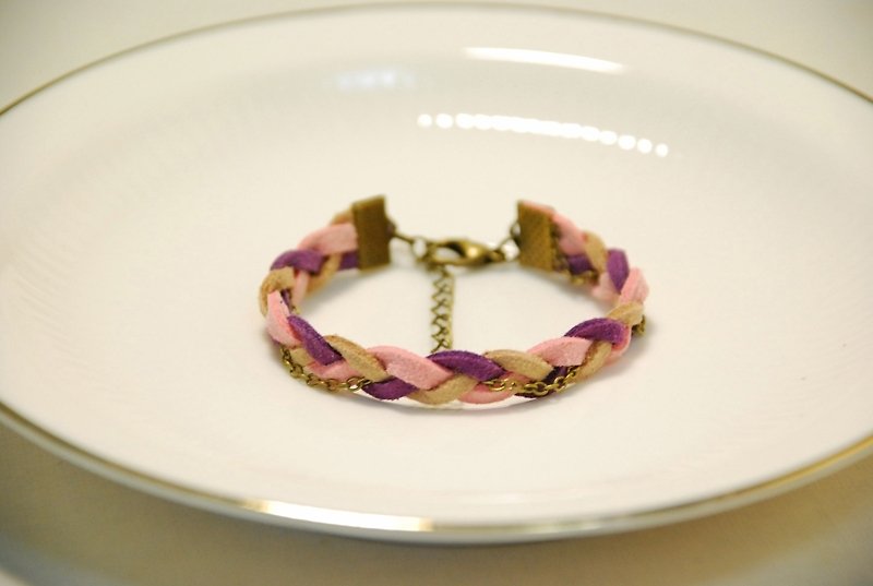 :: Cat Princess:: Leather metal chain ~ Love nude purple pink // Bracelet - สร้อยข้อมือ - โลหะ หลากหลายสี