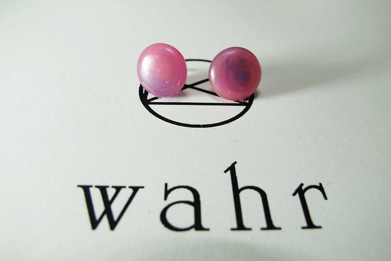 【Wahr】粉紅色黴菌耳環(一對) - 耳環/耳夾 - 其他材質 粉紅色
