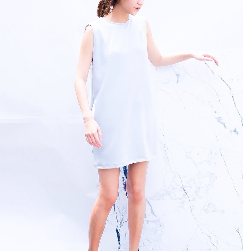Shift Dress - Baby Blue - One Piece Dresses - Other Materials White