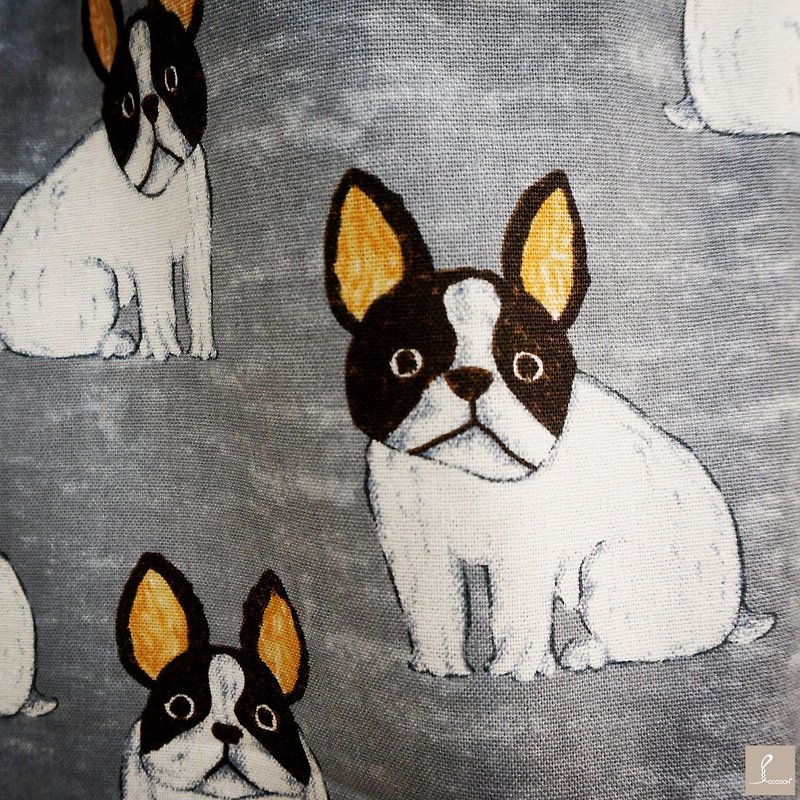 [Bark! French Bulldog - shoulder bags] Cocoon handmade cloth - Messenger Bags & Sling Bags - Other Materials Gray