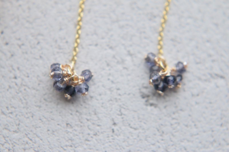 Cordierite Silver Plated Earrings 0651- Stars Stack - Earrings & Clip-ons - Gemstone Blue