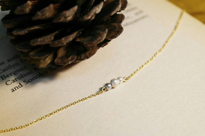 "Gradient Venus Series" fine gray pearl chain clavicle - Collar Necklaces - Gemstone 