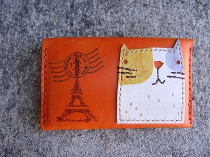 [ISSIS] Envelope Type Portable Lightweight Small Card Holder/Business Card Holder-- (11) - Folders & Binders - Genuine Leather Orange