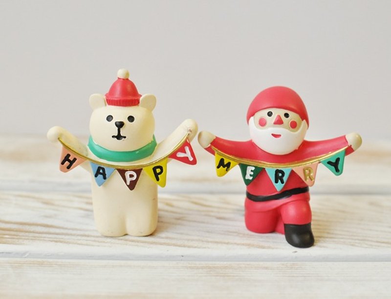 【日本Decole】聖誕限量款 聖誕擺飾品★MERRY&HAPPY（兩款一組） - 裝飾/擺設  - 其他材質 紅色