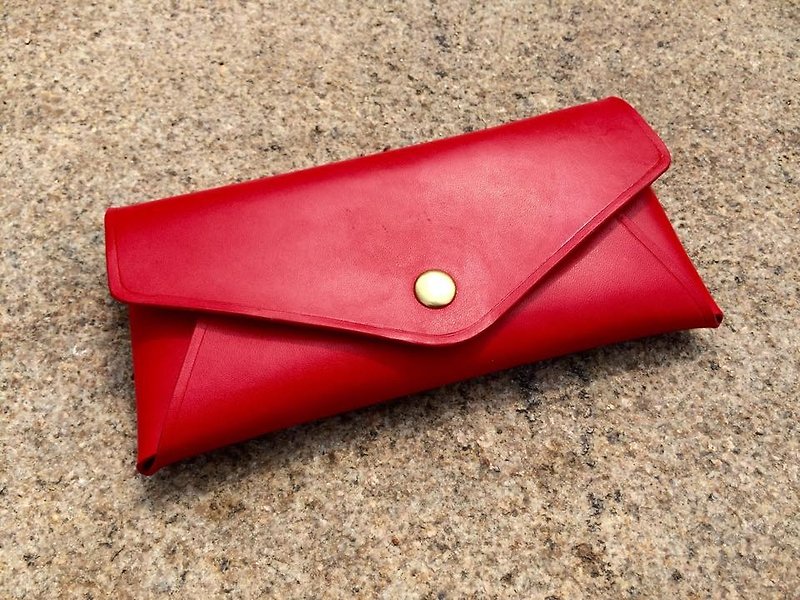 Red leather bags Small Things - กระเป๋าเครื่องสำอาง - หนังแท้ สีแดง