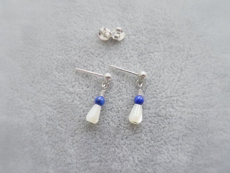 ::Daily Jewels:: Lapis Lazuli & MOP Shell Sterling Silver Drop Earrings - Earrings & Clip-ons - Gemstone Multicolor
