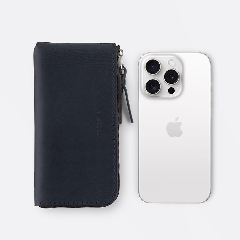 iPhone 拉鏈手機皮套 / 錢包 -- 深海藍 - 手機殼/手機套 - 真皮 藍色