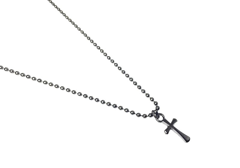 "Cross Necklace" - สร้อยคอ - โลหะ สีดำ