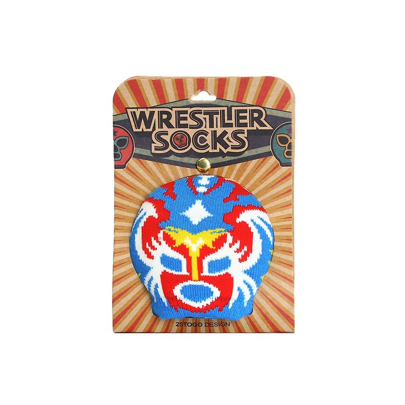 WRESTLER SOCKS Wrestling Hand Mask Socks_Sky Blue Knight - ถุงเท้า - วัสดุอื่นๆ หลากหลายสี
