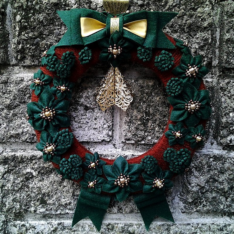 MFP X'mas dark green crystal gorgeous Christmas wreath medal manual - ตกแต่งผนัง - วัสดุอื่นๆ สีเขียว
