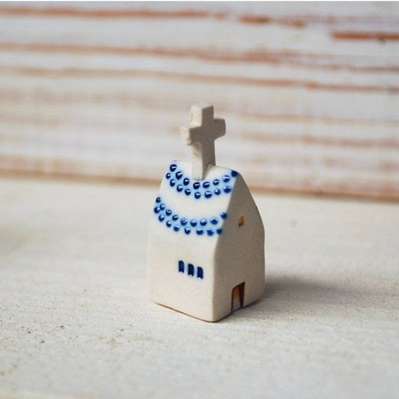 Birthday mini hand-made (blue color) Church Tao House (1pc) - อื่นๆ - วัสดุอื่นๆ สีน้ำเงิน