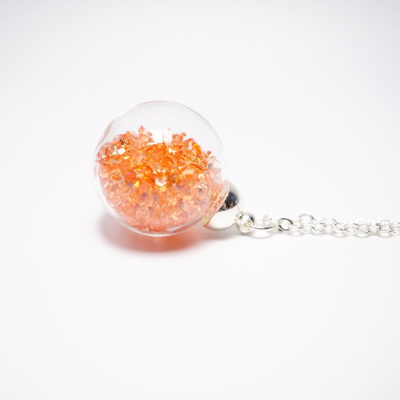 A Handmade Light Orange Crystal Glass Ball Necklace - สร้อยติดคอ - แก้ว 