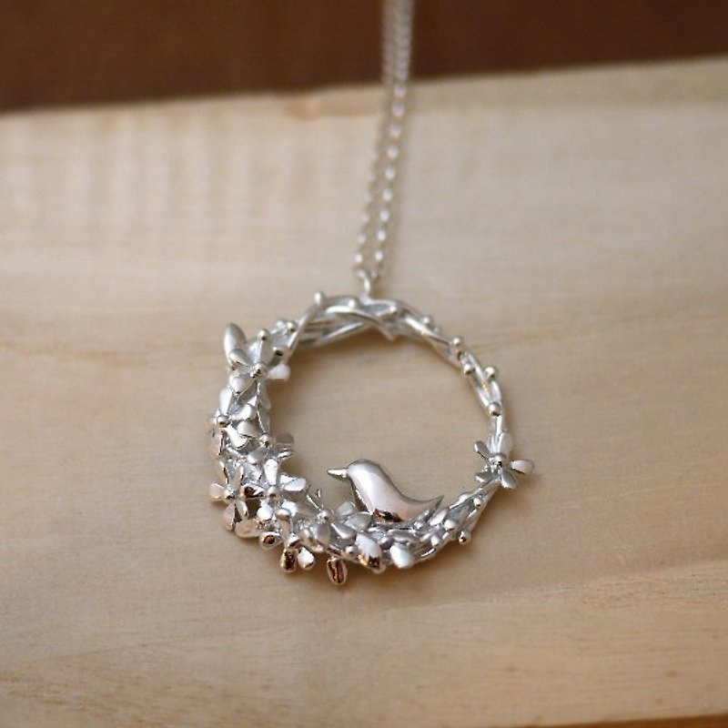 Blue Bird's Blessing 925 Sterling Silver Necklace Handmade Exquisite Texture Blessing Gift - สร้อยคอ - โลหะ สีเงิน