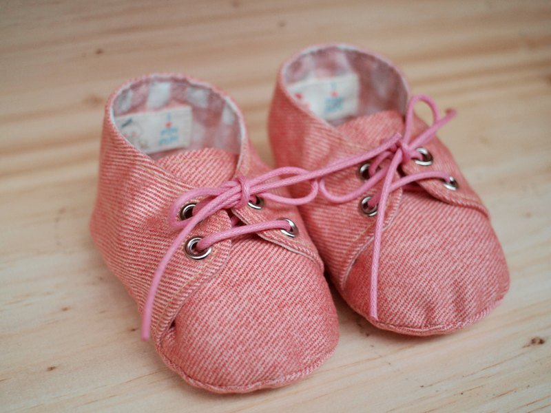 純手工嬰兒鞋-丹寧小粉紅10cm - Kids' Shoes - Other Materials Pink