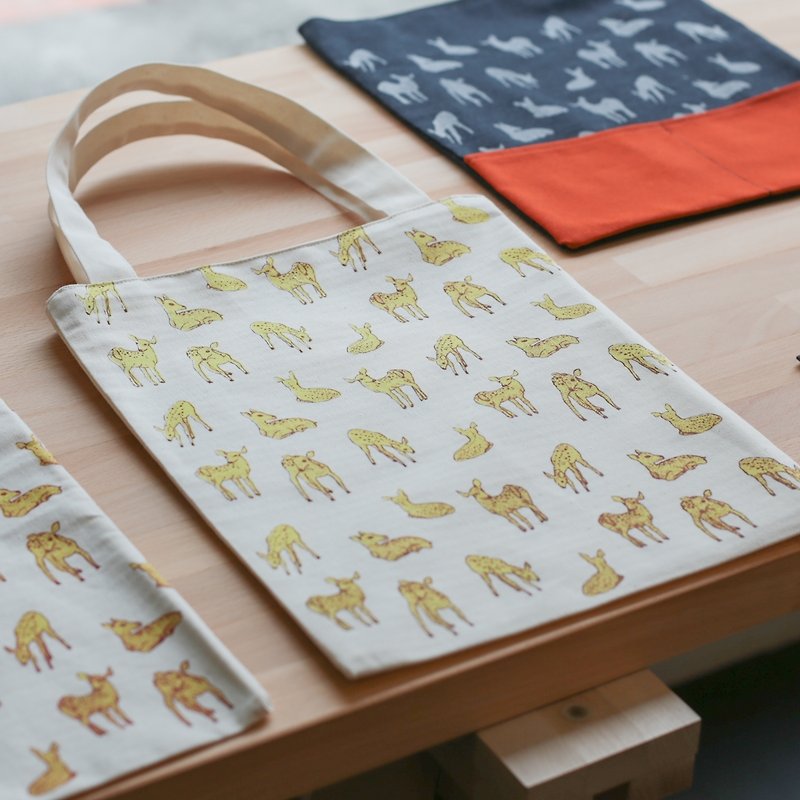 Kashima double Japanese cotton cloth - กระเป๋าถือ - วัสดุอื่นๆ สีเหลือง