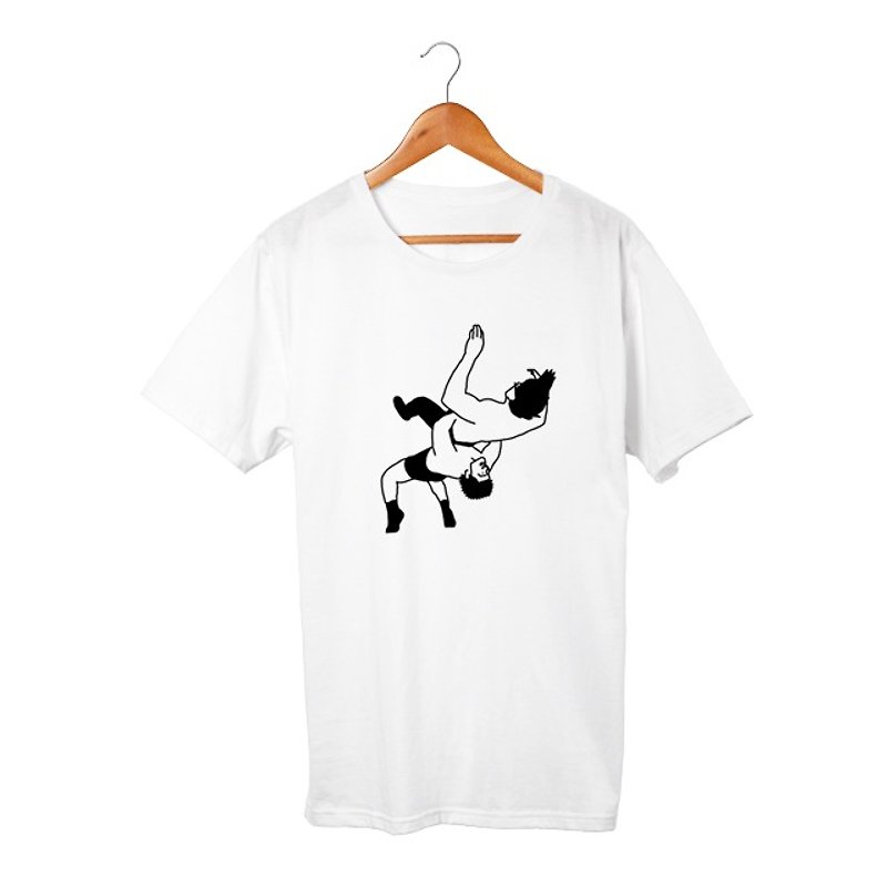 German Suplex T-shirt - 男 T 恤 - 棉．麻 白色