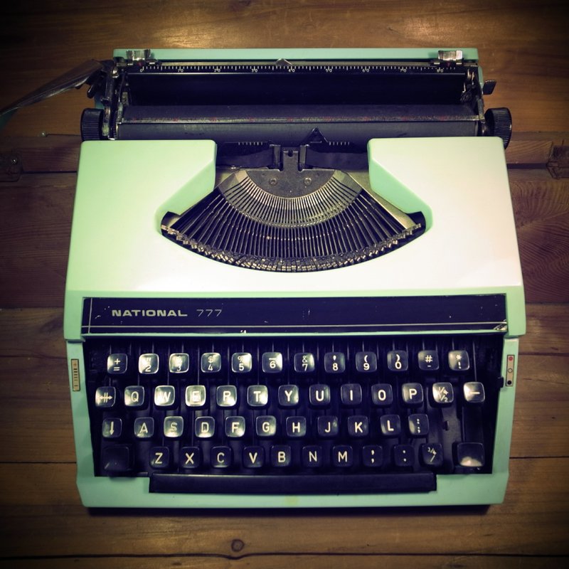 [Bones] green lake early national rare antique typewriter VINTAGE pop style decorative furnishings industry - ของวางตกแต่ง - โลหะ สีเขียว