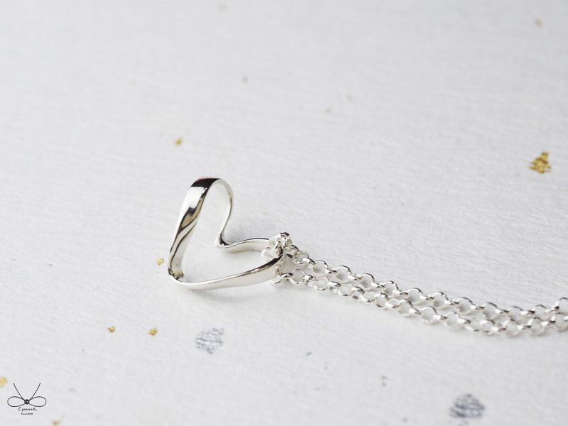 Endless Love | 細項鍊 925純銀 鎖骨鍊 愛心 情人禮物 手作銀飾 - 項鍊 - 純銀 銀色