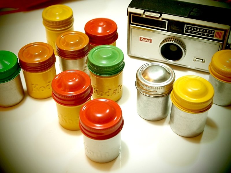 "1940s vintage kodak Kodak film tin cans."