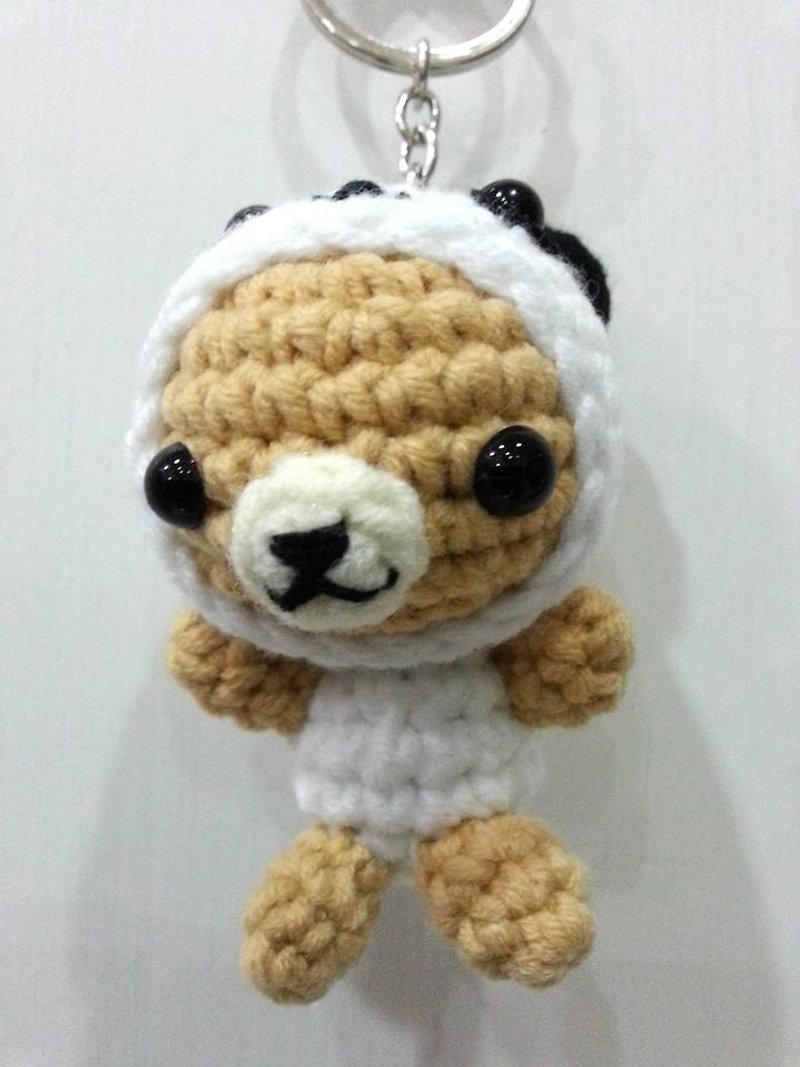 【Knitting】Coffee Bear Little Day Series-No.1 for Maruwan - ที่ห้อยกุญแจ - วัสดุอื่นๆ ขาว