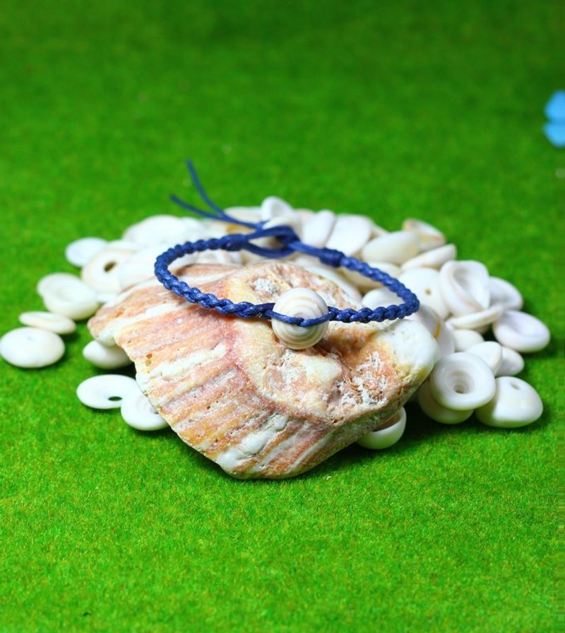 TvT / Cross braid PUKA foot ring - สร้อยข้อมือ - วัสดุอื่นๆ สีน้ำเงิน