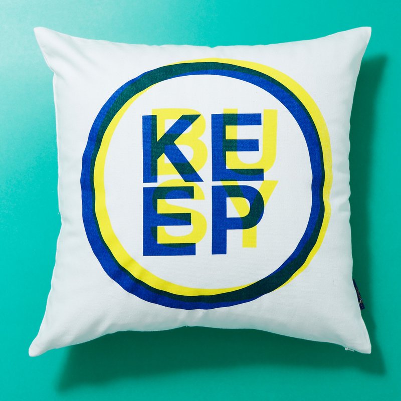 【KEEP BUSY】手工絹印 抱枕套 - 枕頭/抱枕 - 其他材質 白色