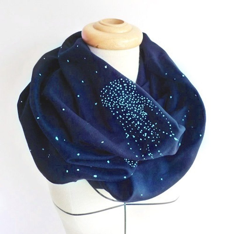 Jellyfish Firefly City. Changeable circle towel - Knit Scarves & Wraps - Other Materials Blue