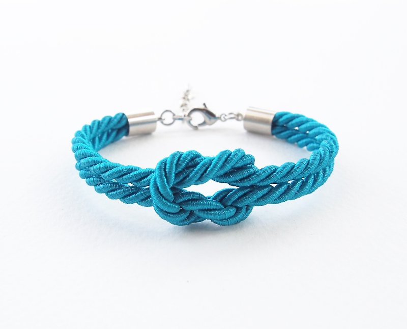 Ocean blue knot bracelet - สร้อยข้อมือ - วัสดุอื่นๆ สีน้ำเงิน