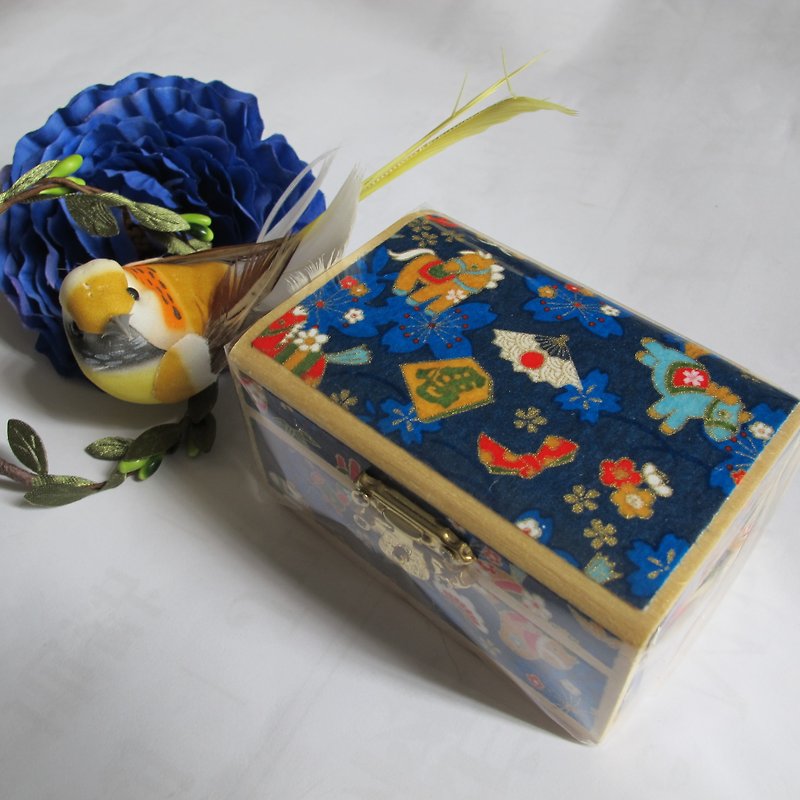 Yuzen wooden wind / jewelry box - blue BMW - Storage - Wood Multicolor