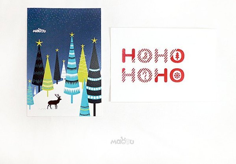 Merry Christmas Postcards (set of two) - a purchase of two sets of gifts hidden postcards - Cards & Postcards - Paper Blue