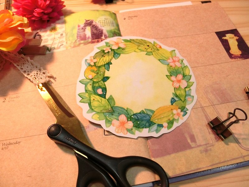 Sensenxiu original hand account sticker-flower leaf circle (large) - Stickers - Paper 