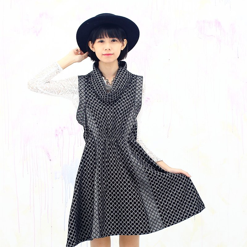 Denim fabric pop style/choker /black dress - One Piece Dresses - Cotton & Hemp Black