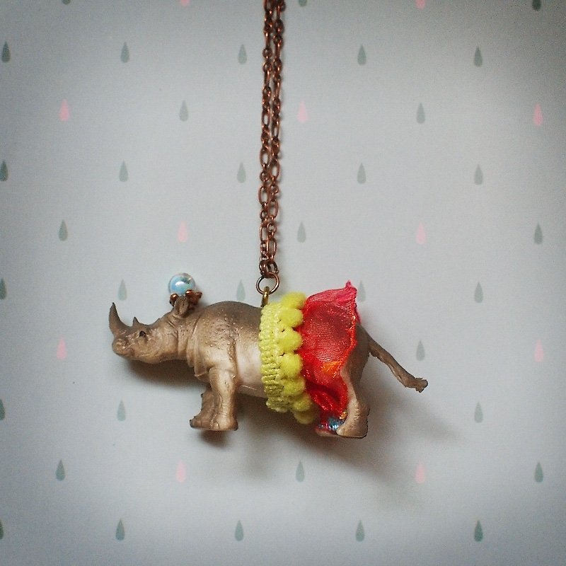 Zoo | Rhino Necklace / Charm / Key Ring - สร้อยคอ - พลาสติก สีเทา