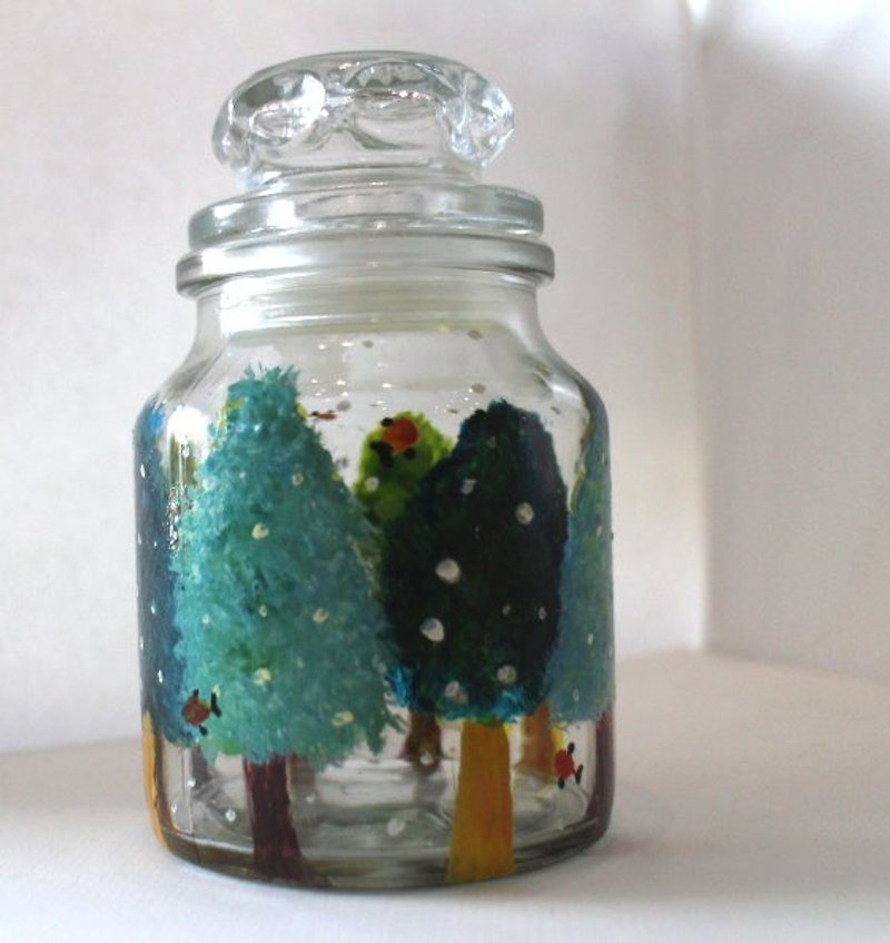 Hand-painted glass flower woods - Storage - Pigment Black