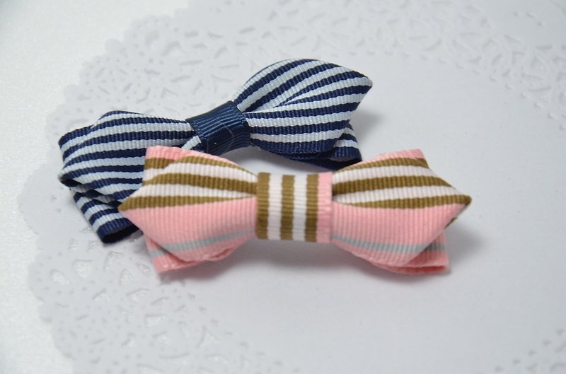 Striped navy bow - Bibs - Other Materials 