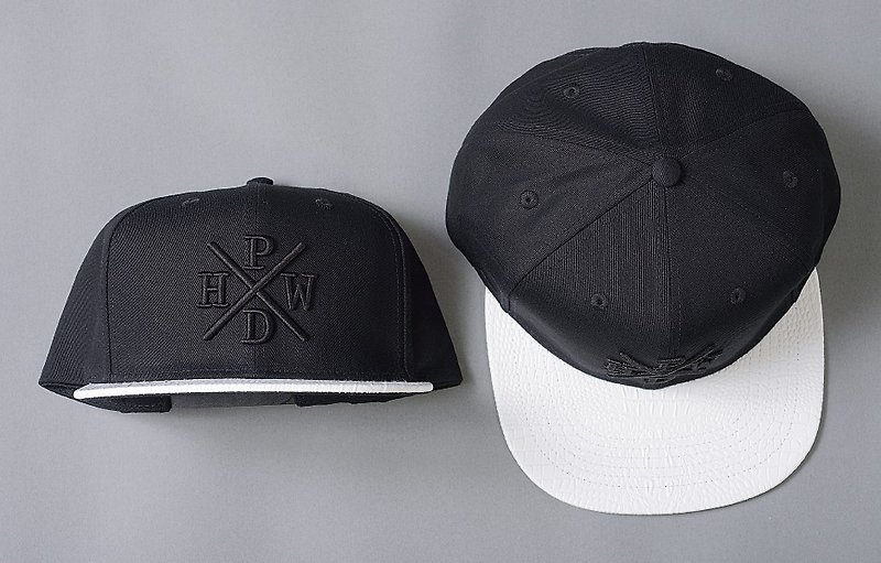 HWPD│White crocodile leather back buckle baseball cap SnapBack (refer to Kanye West/Supreme/Justin Bieber) - Hats & Caps - Cotton & Hemp Black