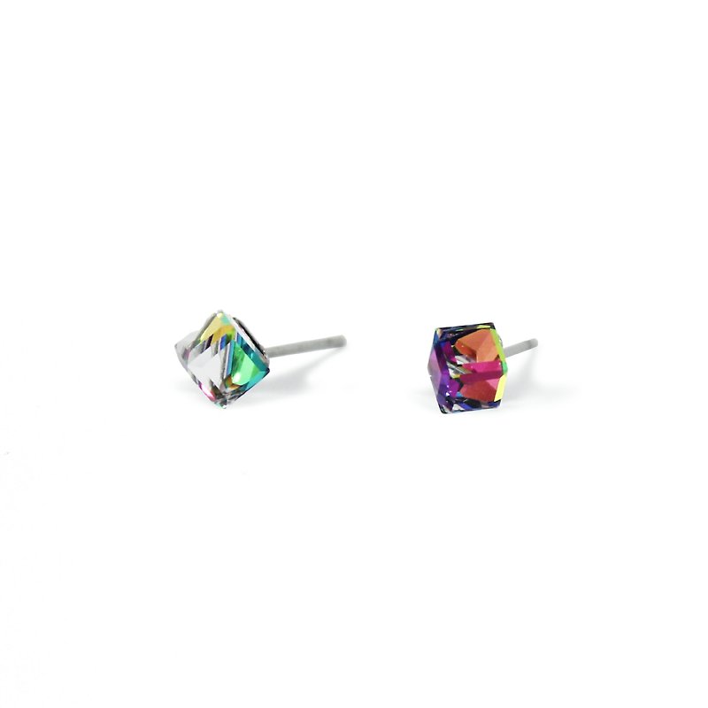 Bibi's eye " crystal " Series - transparent colorful squares crystal auricular (mail free transport) - Earrings & Clip-ons - Gemstone 