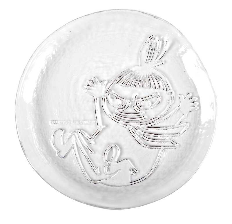 芬蘭嚕嚕米手工玻璃盤子(小不點版) - 碟子/醬料碟 - 玻璃 白色