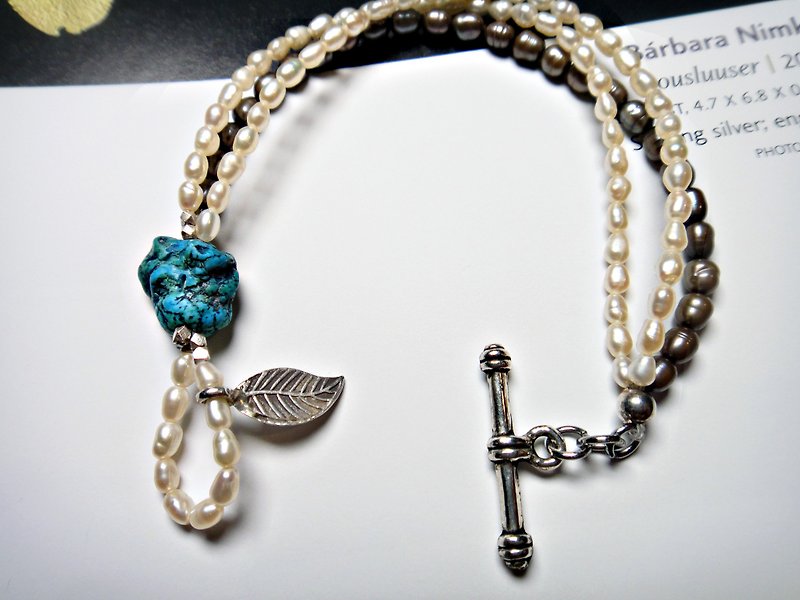 ◎ 3in1 pearl bracelet*turquoise*silver blade design bracelets buckle OT - สร้อยข้อมือ - วัสดุอื่นๆ 