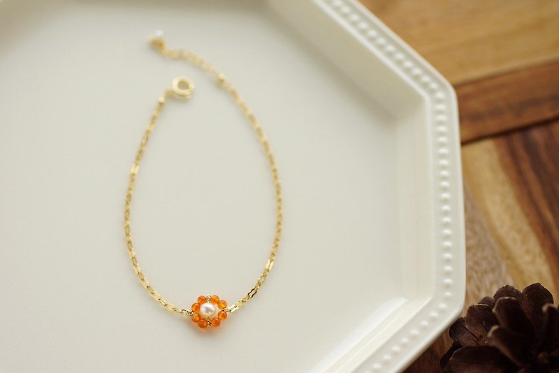 14kgf-Fleur Orange bracelet - สร้อยข้อมือ - เครื่องประดับพลอย สีส้ม