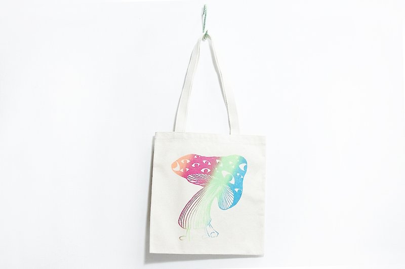 Hand-feel canvas side bag/shoulder-Nepal mushrooms - Messenger Bags & Sling Bags - Other Materials Multicolor