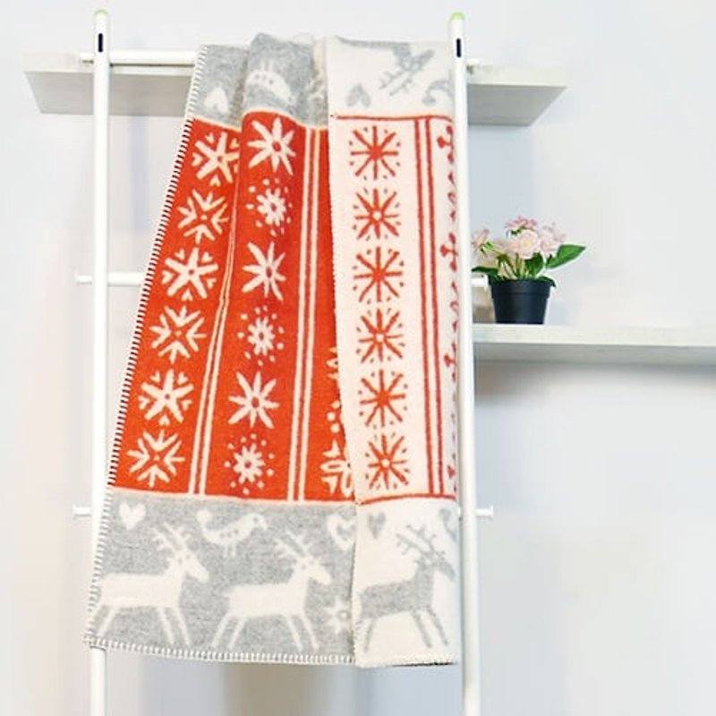Warm blanket Sweden Klippan organic wool warm blanket - Nordic Aurora Elf (red) - Blankets & Throws - Wool Red